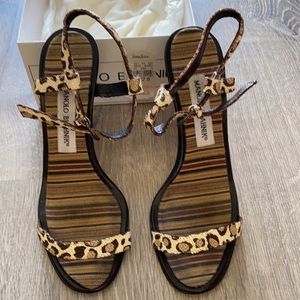 Manolo Blahnik 35.5 Lottina Leather heels in Leo